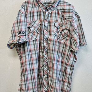 Akoo Short Sleeve Button Up Men’s Size 4XL